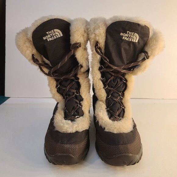Womens North Face NUPTSE Goose Down Winter Boots Dark Brown US 7 - Picture 2 of 8